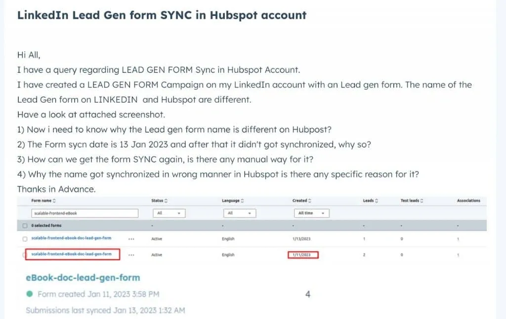Hubspot and LinkedIn lead gen forms direct integration