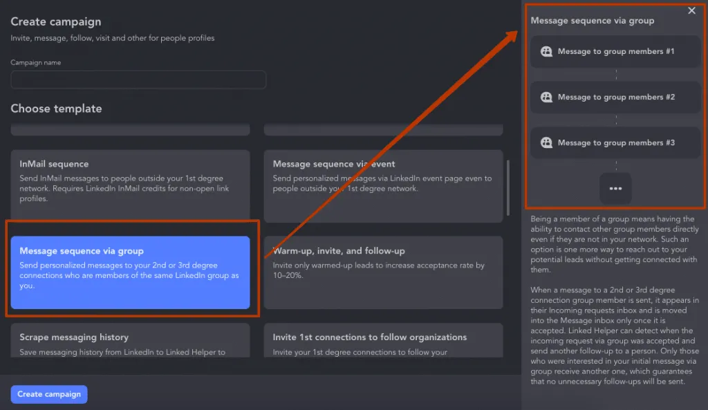 automated messages via group in linked helper