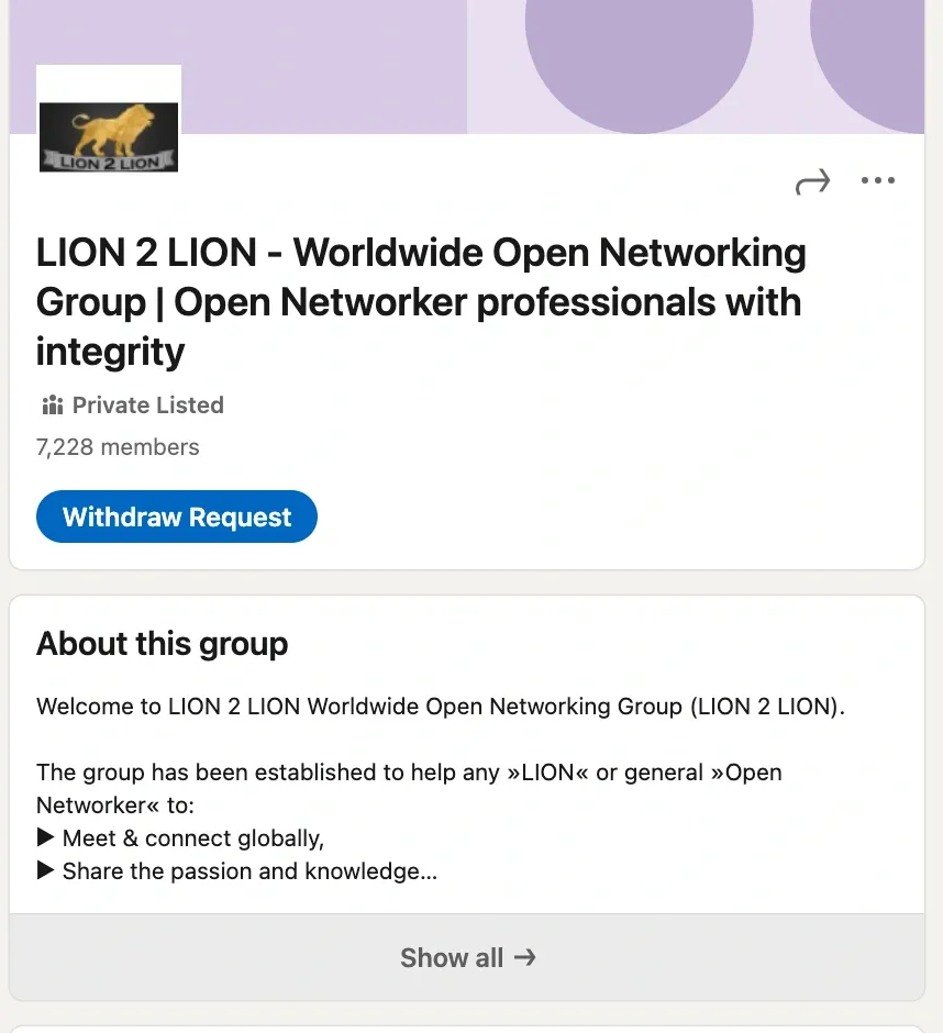 LinkedIn LION groups example LION 2 LION group