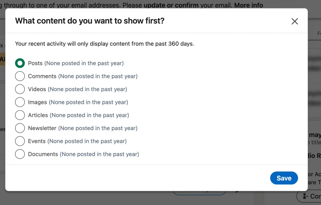 how can I see what my LinkedIn profile looks like to others – activity settings menu