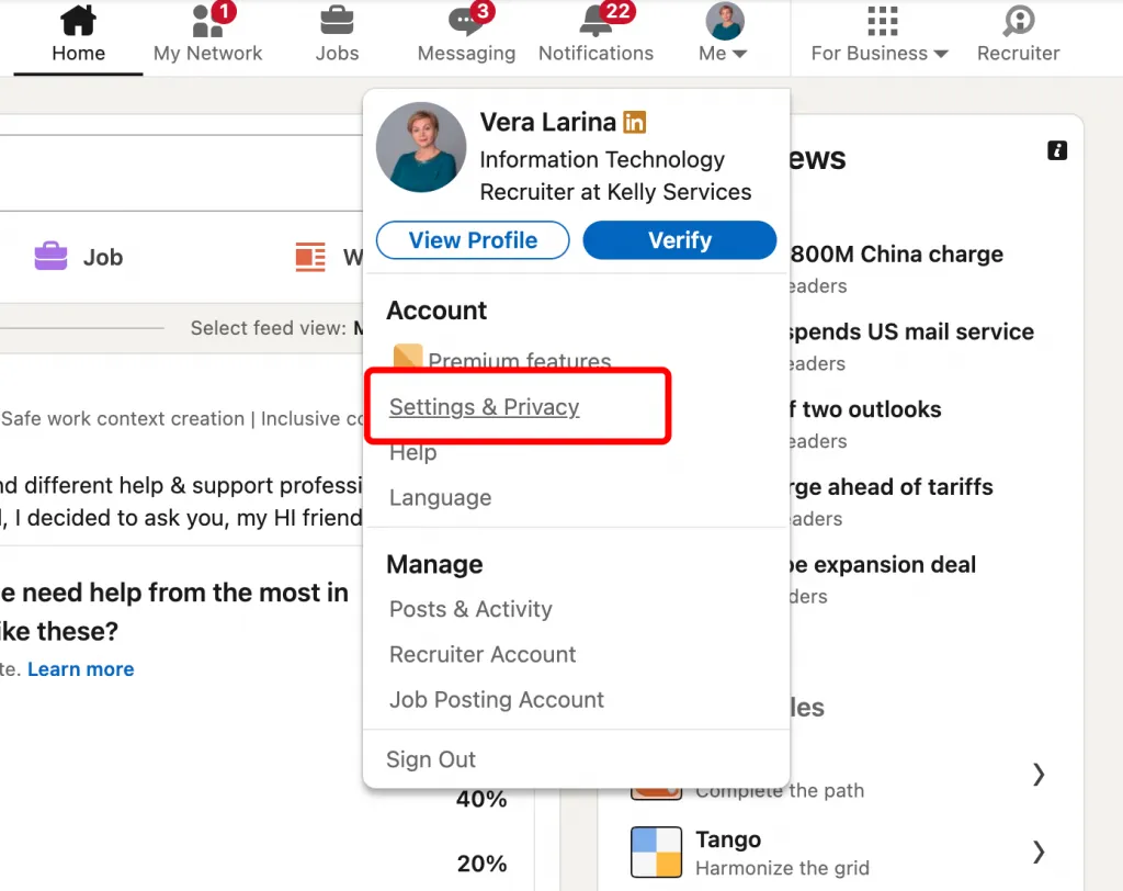 view profile linkedin – switching to anonymous mode settings