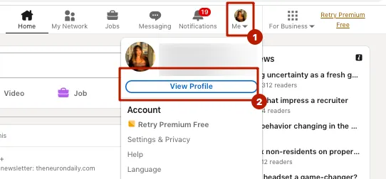 view profile linkedin – menu to enable anonymous viewing mode