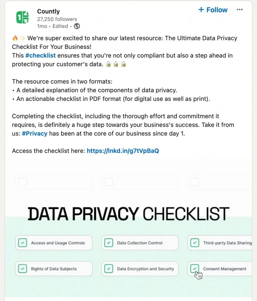What to post on LinkedIn company page - checklist idea