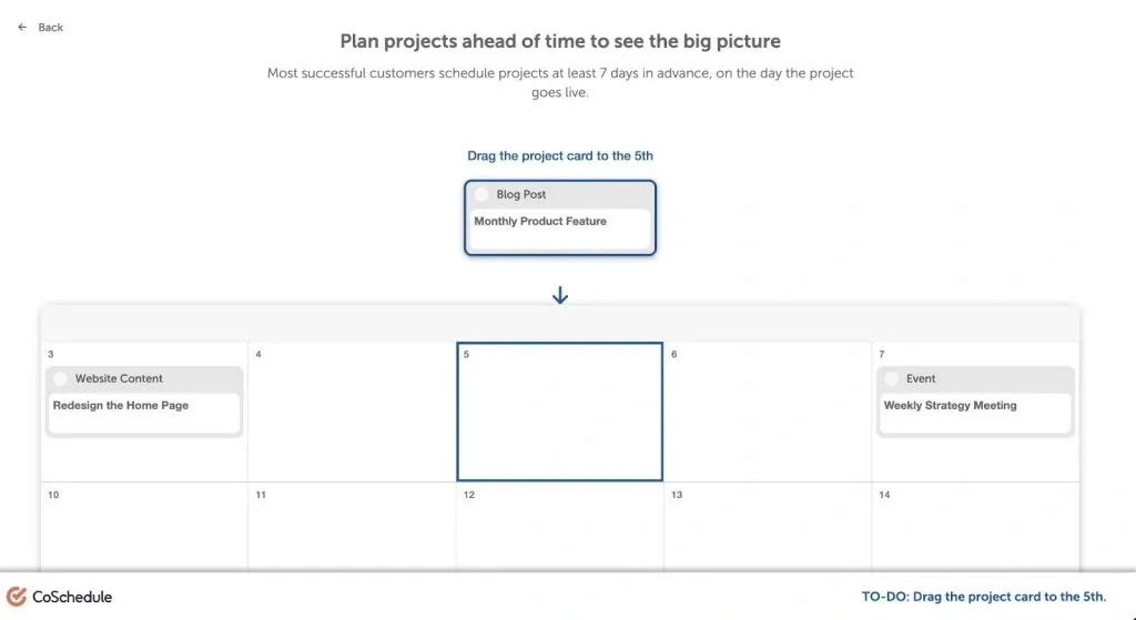 Marketing strategy template with CoSchedule integrated platform - calendar view