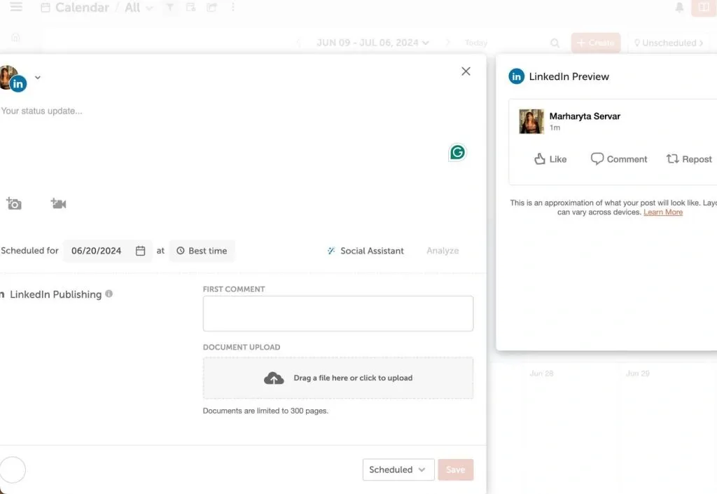 Marketing strategy template with CoSchedule scheduled posting